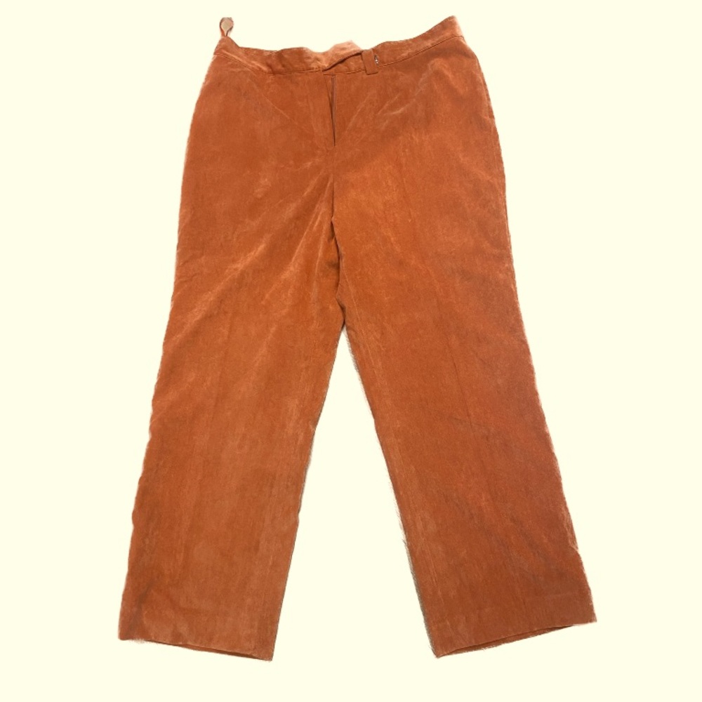 Gilani High Waisted Faux Suede Look Straight Leg Lined Trouser Pant Sz 16
